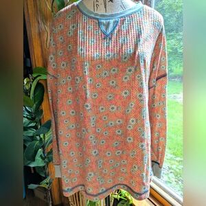 Natural Life Mix & Match Waffle Pajama Floral Long Sleeve Top Size Medium
